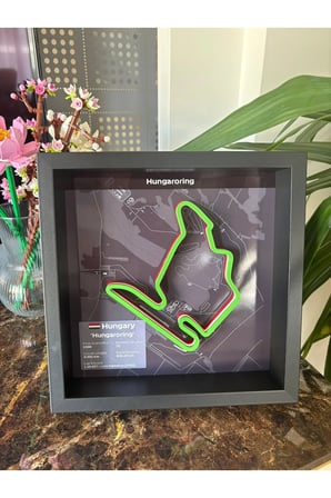 Arvina Atelier 3D Formula 1 Pist Haritası Hungary Hungaroring | Çerçeveli Dekoratif Tablo