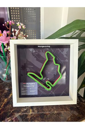 Arvina Atelier 3D Formula 1 Pist Haritası Hungary Hungaroring | Çerçeveli Dekoratif Tablo