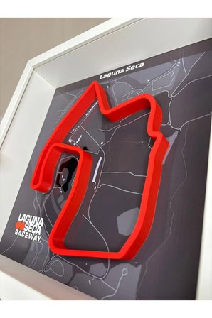 Arvina Atelier 3D Formula 1 Pist Haritası USA Laguna Seca | Çerçeveli Dekoratif Tablo