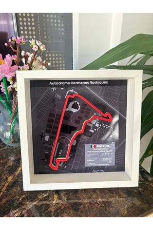 Arvina Atelier 3D Formula 1 Pist Haritası Mexico Hermanos Rodriguez | Çerçeveli Dekoratif Tablo