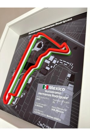 Arvina Atelier 3D Formula 1 Pist Haritası Mexico Hermanos Rodriguez | Çerçeveli Dekoratif Tablo