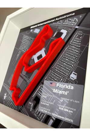 Arvina Atelier 3D Formula 1 Pist Haritası Miami Florida | Çerçeveli Dekoratif Tablo