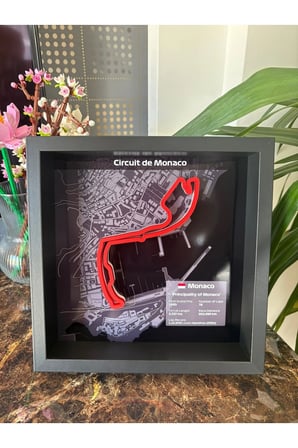 Arvina Atelier 3D Formula 1 Pist Haritası Monaco Monte Carlo | Çerçeveli Dekoratif Tablo