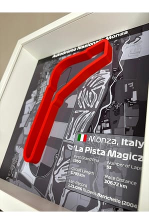 Arvina Atelier 3D Formula 1 Pist Haritası Italy Monza | Çerçeveli Dekoratif Tablo