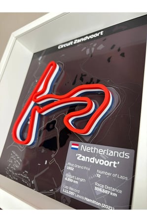 Arvina Atelier 3D Formula 1 Pist Haritası Netherlands Zandvoort | Çerçeveli Dekoratif Tablo
