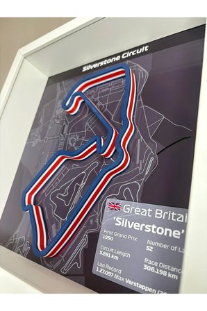 Arvina Atelier 3D Formula 1 Pist Haritası Great Britain Silverstone | Çerçeveli Dekoratif Tablo