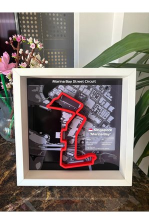 Arvina Atelier 3D Formula 1 Pist Haritası Singapore Marina Bay | Çerçeveli Dekoratif Tablo