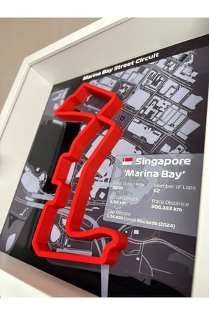 Arvina Atelier 3D Formula 1 Pist Haritası Singapore Marina Bay | Çerçeveli Dekoratif Tablo