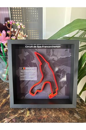 Arvina Atelier 3D Formula 1 Pist Haritası Belgium Spa-Francorchamps | Çerçeveli Dekoratif Tablo