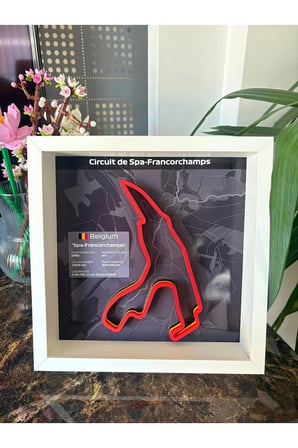 Arvina Atelier 3D Formula 1 Pist Haritası Belgium Spa-Francorchamps | Çerçeveli Dekoratif Tablo