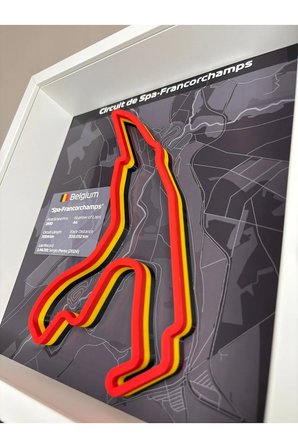 Arvina Atelier 3D Formula 1 Pist Haritası Belgium Spa-Francorchamps | Çerçeveli Dekoratif Tablo