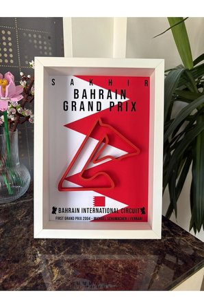 Arvina Atelier Formula 1 Bahreyn Sakhir Uluslararası Pisti 3D Pist Haritası Çerçeveli Dekoratif Tablo