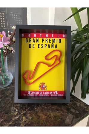 Arvina Atelier Formula 1 İspanya Barselona Catalunya 3D Pist Haritası Çerçeveli Dekoratif Tablo