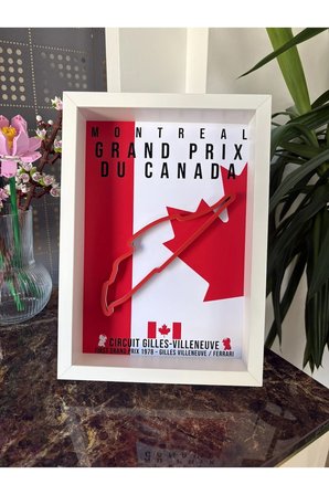 Arvina Atelier Formula 1 Kanada Montreal Gilles Villeneuve 3D Pist Haritası Çerçeveli Dekoratif Tablo