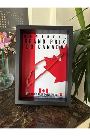 Arvina Atelier Formula 1 Kanada Montreal Gilles Villeneuve 3D Pist Haritası Çerçeveli Dekoratif Tablo