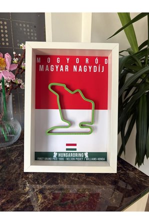 Arvina Atelier Formula 1 Macaristan Hungaroring 3D Pist Haritası Çerçeveli Dekoratif Tablo