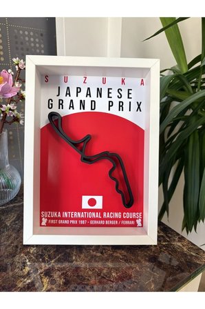 Arvina Atelier Formula 1 Japonya Suzuka 3D Pist Haritası Çerçeveli Dekoratif Tablo