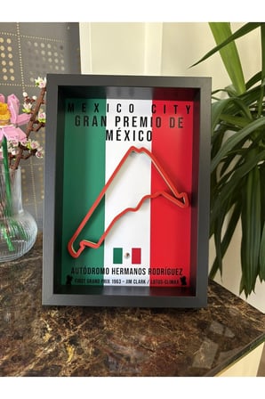 Arvina Atelier Formula 1 Meksika Mexico City Hermanos Rodriguez 3D Pist Haritası Çerçeveli Dekoratif Tablo