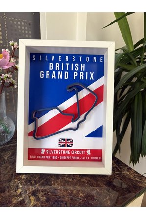 Arvina Atelier Formula 1 Büyük Britanya Silverstone 3D Pist Haritası Çerçeveli Dekoratif Tablo