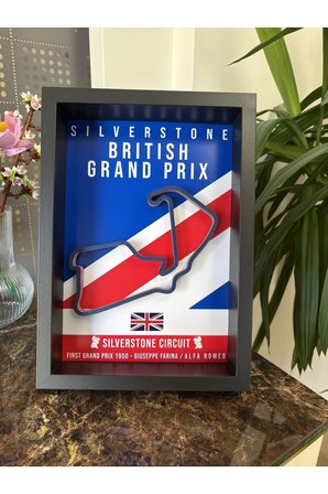 Arvina Atelier Formula 1 Büyük Britanya Silverstone 3D Pist Haritası Çerçeveli Dekoratif Tablo