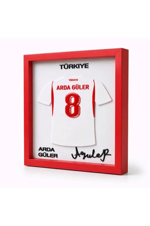 Arvina Atelier Türkiye Milli Takımı Arda Güler 3D Forma Çerçevesi | Ahşap Çerçeve 25 x 25 cm