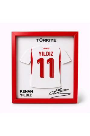 Arvina Atelier Türkiye Milli Takımı Kenan Yıldız 3D Forma Çerçevesi | Ahşap Çerçeve 25 x 25 cm