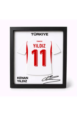 Arvina Atelier Türkiye Milli Takımı Kenan Yıldız 3D Forma Çerçevesi | Ahşap Çerçeve 25 x 25 cm