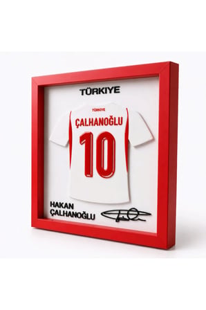 Arvina Atelier Türkiye Milli Takımı Hakan Çalhanoğlu 3D Forma Çerçevesi | Ahşap Çerçeve 25 x 25 cm