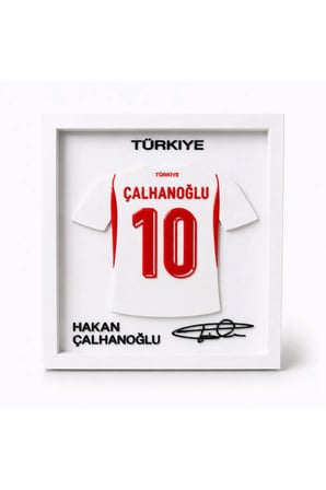 Arvina Atelier Türkiye Milli Takımı Hakan Çalhanoğlu 3D Forma Çerçevesi | Ahşap Çerçeve 25 x 25 cm