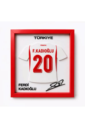 Arvina Atelier Türkiye Milli Takımı Ferdi Kadıoğlu 3D Forma Çerçevesi | Ahşap Çerçeve 25 x 25 cm