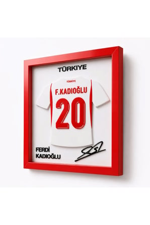 Arvina Atelier Türkiye Milli Takımı Ferdi Kadıoğlu 3D Forma Çerçevesi | Ahşap Çerçeve 25 x 25 cm