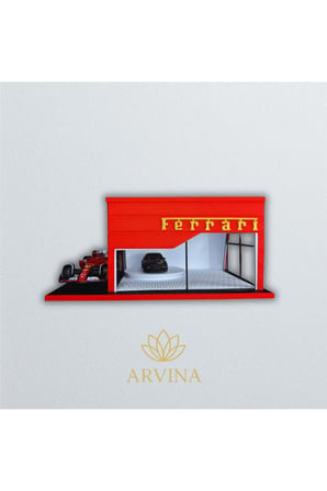 Arvina Atelier Ferrari Büyük Showroom | Koleksiyon Garajı | Parlak Logo | 1:64 Ölçek (Araçlar Dahil Değil)