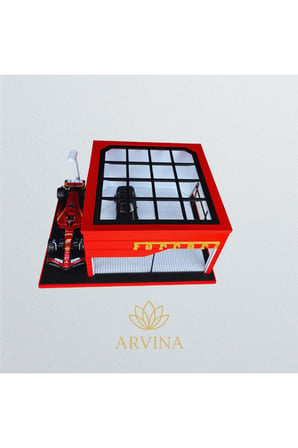 Arvina Atelier Ferrari Büyük Showroom | Koleksiyon Garajı | Parlak Logo | 1:64 Ölçek (Araçlar Dahil Değil)