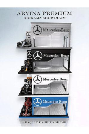 Arvina Atelier Mercedes Büyük Showroom | Koleksiyon Garajı | Parlak Logo | 1:64 Ölçek (Araçlar Dahil Değil)