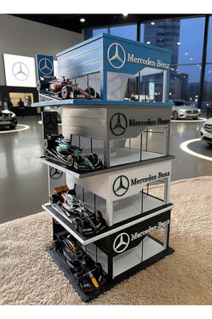 Arvina Atelier Mercedes Büyük Showroom | Koleksiyon Garajı | Parlak Logo | 1:64 Ölçek (Araçlar Dahil Değil)