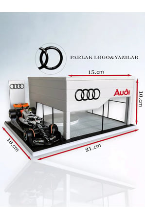 Arvina Atelier Audi Büyük Showroom | Koleksiyon Garajı | Parlak Logo | 1:64 Ölçek (Araçlar Dahil Değil)