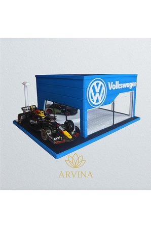 Arvina Atelier Volkswagen Büyük Showroom | Koleksiyon Garajı | Parlak Logo | 1:64 Ölçek (Araçlar Dahil Değil)