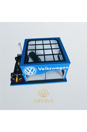 Arvina Atelier Volkswagen Büyük Showroom | Koleksiyon Garajı | Parlak Logo | 1:64 Ölçek (Araçlar Dahil Değil)