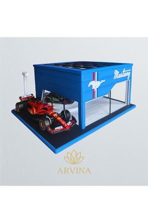 Arvina Atelier Mustang Büyük Showroom | Koleksiyon Garajı | Parlak Logo | 1:64 Ölçek (Araçlar Dahil Değil)