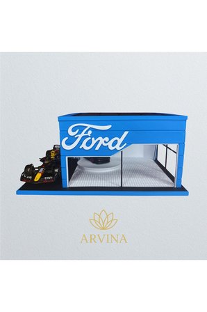 Arvina Atelier Ford Büyük Showroom | Koleksiyon Garajı | Parlak Logo | 1:64 Ölçek (Araçlar Dahil Değildir)