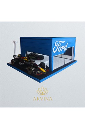 Arvina Atelier Ford Büyük Showroom | Koleksiyon Garajı | Parlak Logo | 1:64 Ölçek (Araçlar Dahil Değildir)
