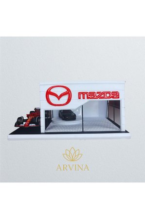 Arvina Atelier Mazda Büyük Showroom | Koleksiyon Garajı | Parlak Logo | 1:64 Ölçek (Araçlar Dahil Değildir)