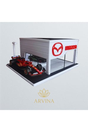 Arvina Atelier Mazda Büyük Showroom | Koleksiyon Garajı | Parlak Logo | 1:64 Ölçek (Araçlar Dahil Değildir)