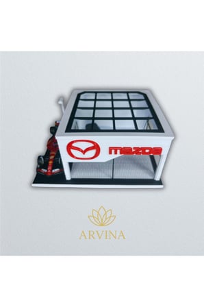 Arvina Atelier Mazda Büyük Showroom | Koleksiyon Garajı | Parlak Logo | 1:64 Ölçek (Araçlar Dahil Değildir)