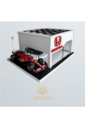 Arvina Atelier Honda Büyük Showroom |Koleksiyon Garajı | Parlak Logo | 1:64 Ölçek (Araçlar Dahil Değildir)