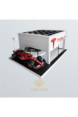 Arvina Atelier Tesla Büyük Showroom | Koleksiyon Garajı | Parlak Logo | 1:64 Ölçek (Araçlar Dahil Değildir)