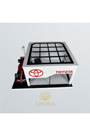 Arvina Atelier Toyota Büyük Showroom | Koleksiyon Garajı | Parlak Logo | 1:64 Ölçek (Araçlar Dahil Değildir)