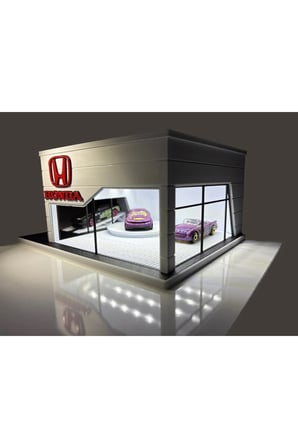 Arvina Atelier Honda LED’li Büyük Showroom | Koleksiyon Garajı | Parlak Logo | 1:64 Ölçek (Araçlar Dahil Değil)