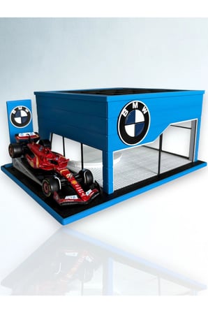 Arvina Atelier BMW Büyük Showroom | Premium 3D Koleksiyon Garajı | Parlak Logo | 1:64 Ölçek (Araçlar Dahil Değil)