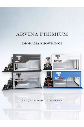 Arvina Atelier Tofaş Büyük Showroom | Premium 3D Koleksiyon Garajı | Parlak Logo | 1:64 Ölçek (Araçlar Dahil Değil)